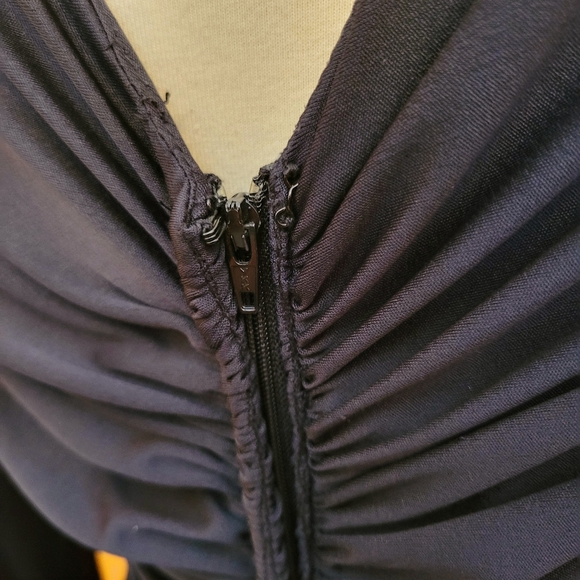 Vintage 70s Claralura Original Black Beaded Fringe Flapper Style Evening Dress - Picture 6 of 14